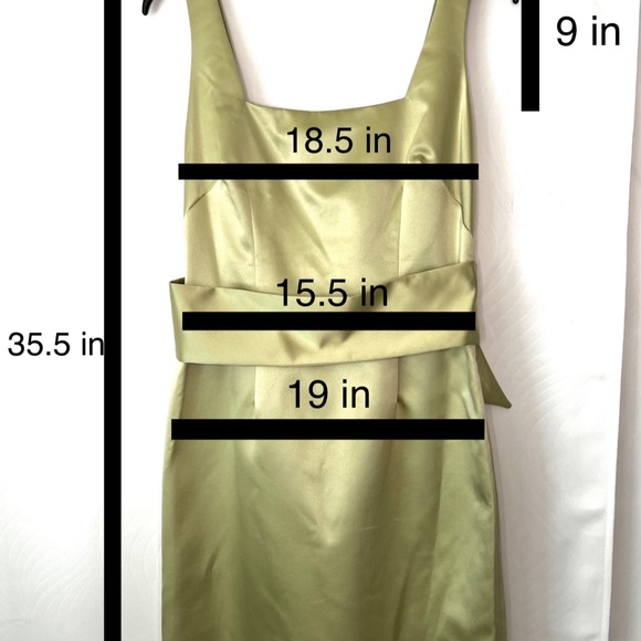 ABS Allen Schwartz Sea Green  Satin with Bow Back Dress, 8 - Picture 6 of 6